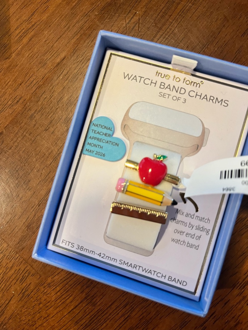 Watch Band Charms Set - Red Apple & Yellow Pencil (3-Pack)
